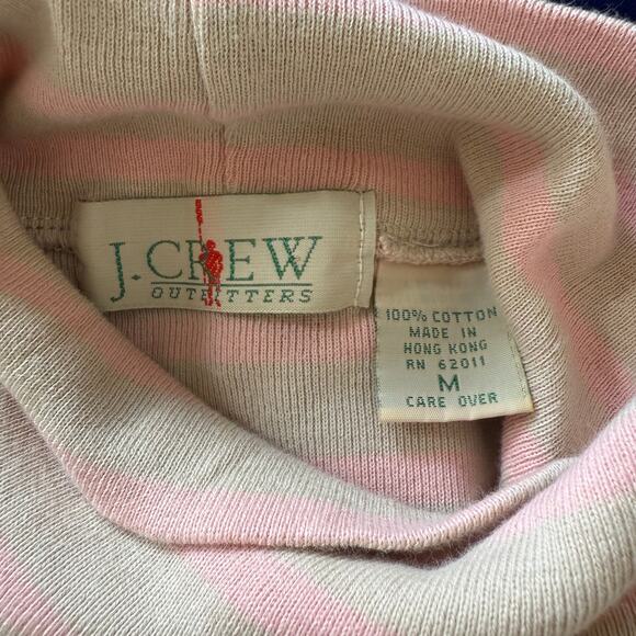 Vintage J. Crew Outfitters Turtleneck Tan Pink Stripe Size M 90s 100% Cotton - Picture 4 of 4